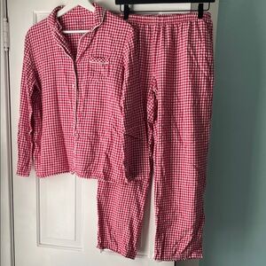 Croft & Barrow Red Gingham Pajama Set 100% Cotton Cottagecore Sleepwear